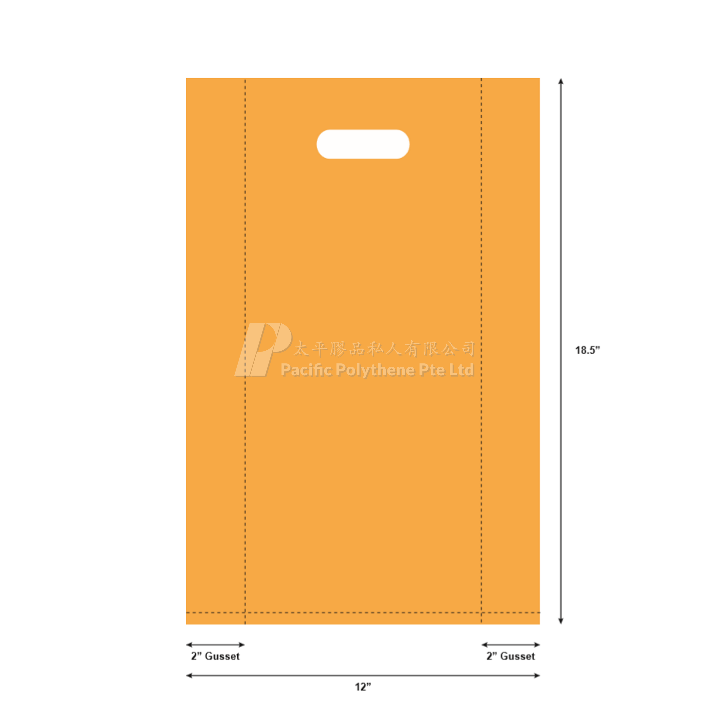 Plain Diecut Bags- Orange - 12 x 18.5